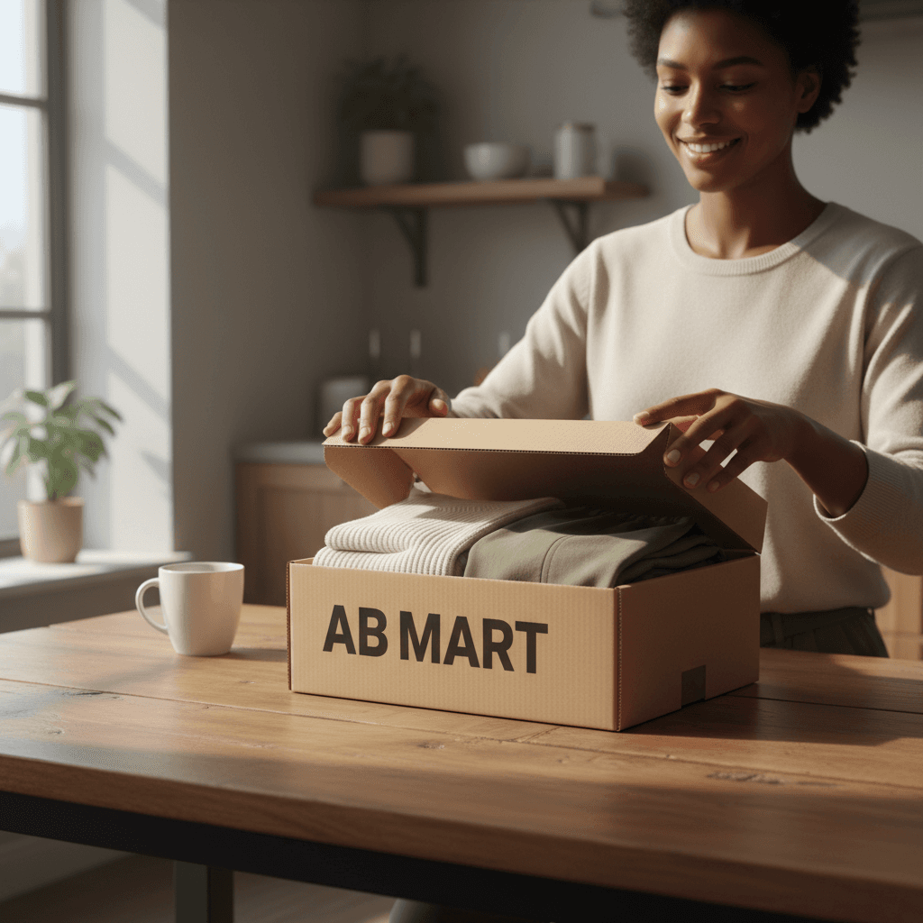 Customer unboxing order from AB MART