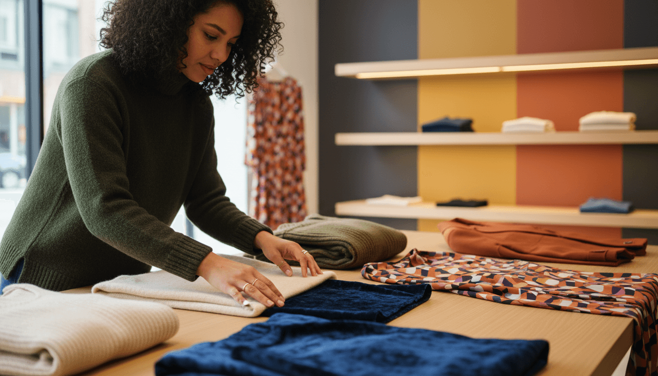 Women shopping for clothing, jewelry, and makeup in a modern boutique
