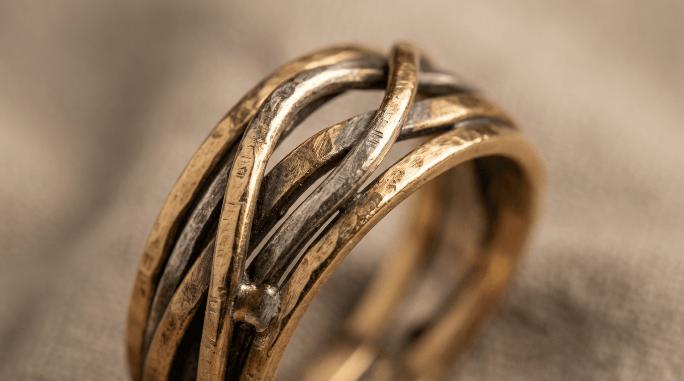 Hands holding jewelry and premium fabric together